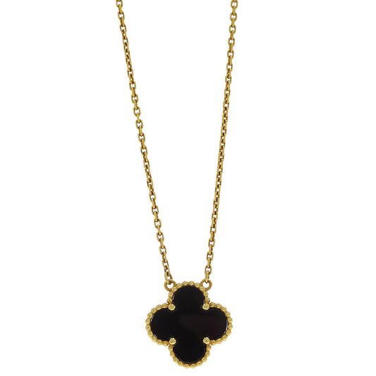 Van Cleef & Arpels Alhambra Pendant Necklace Onyx Au750
