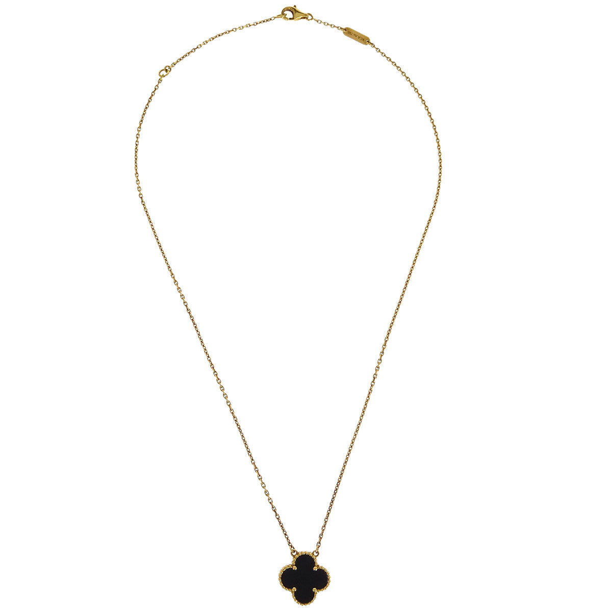Van Cleef & Arpels Alhambra Pendant Necklace Onyx Au750