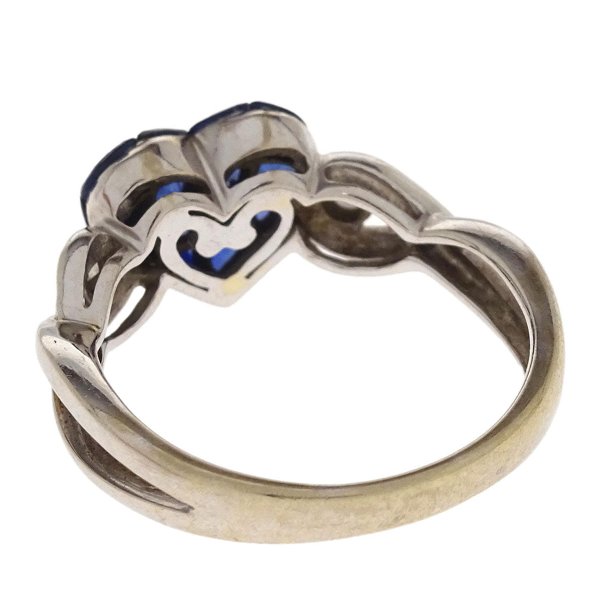 Ring 18KWG Silver Sapphire Diamond #52