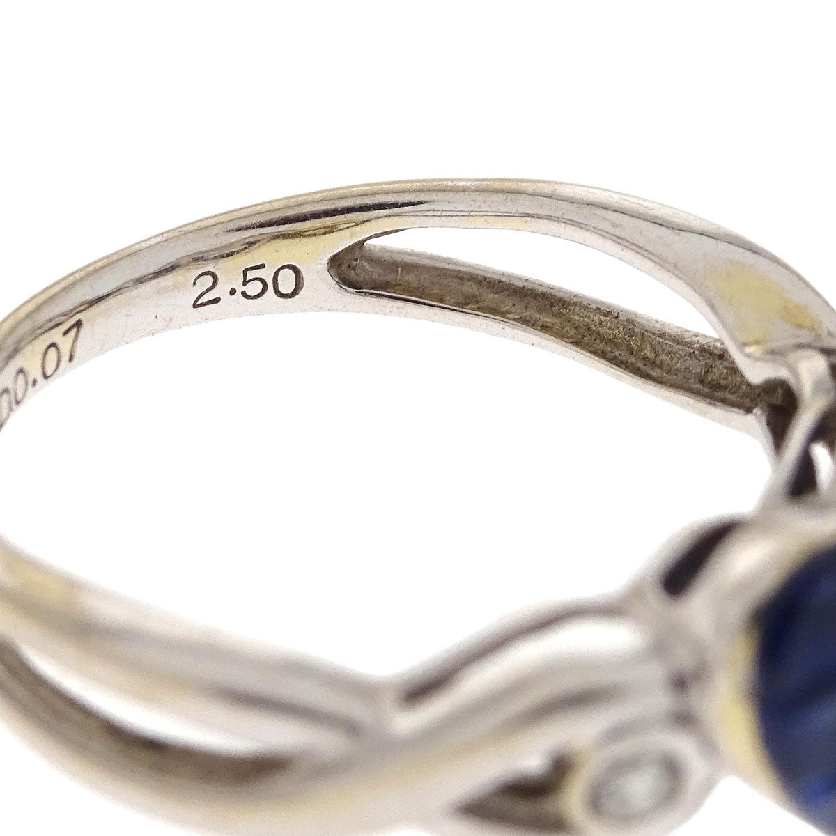 Ring 18KWG Silver Sapphire Diamond #52