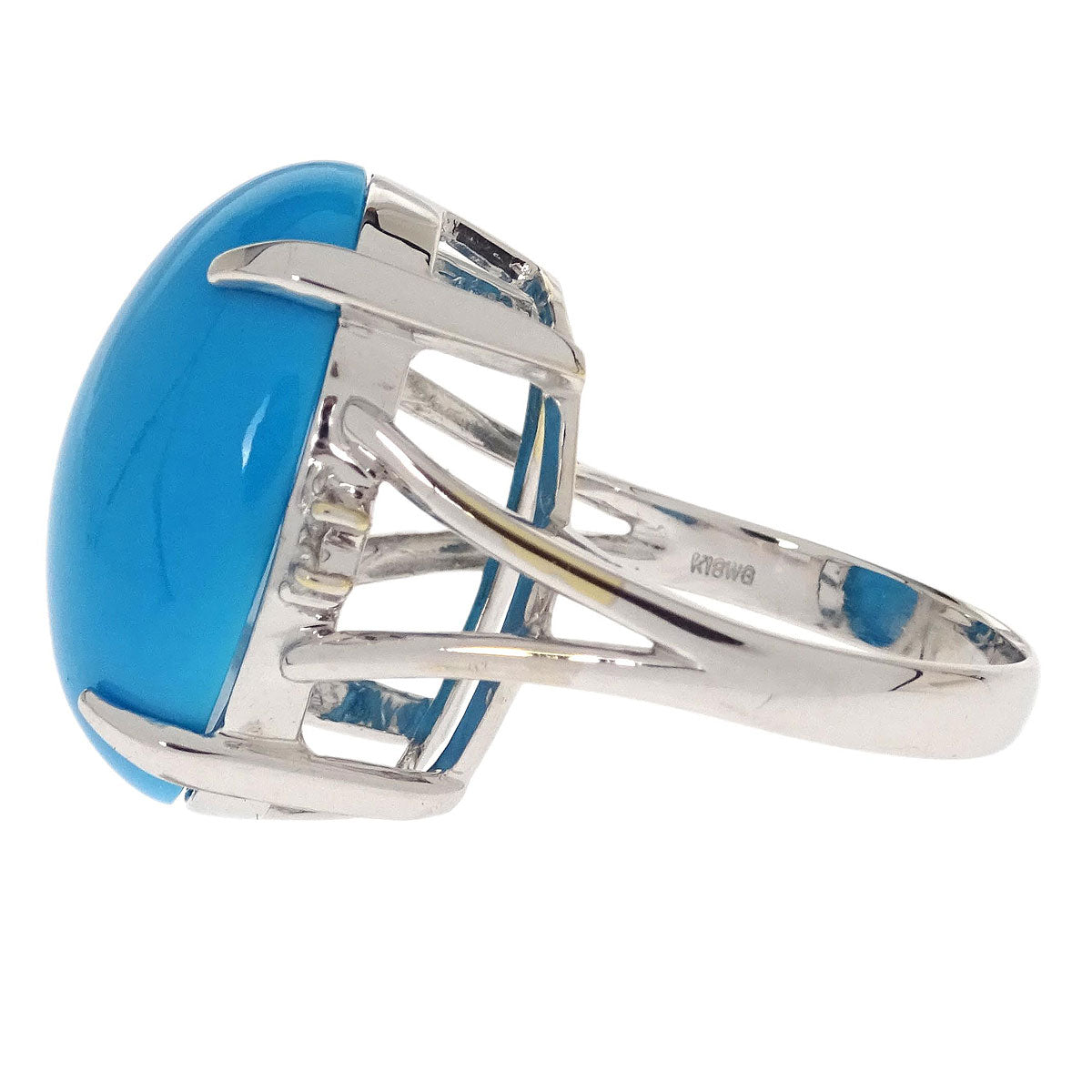Ring 18KWG Silver Turquoise Diamond #51