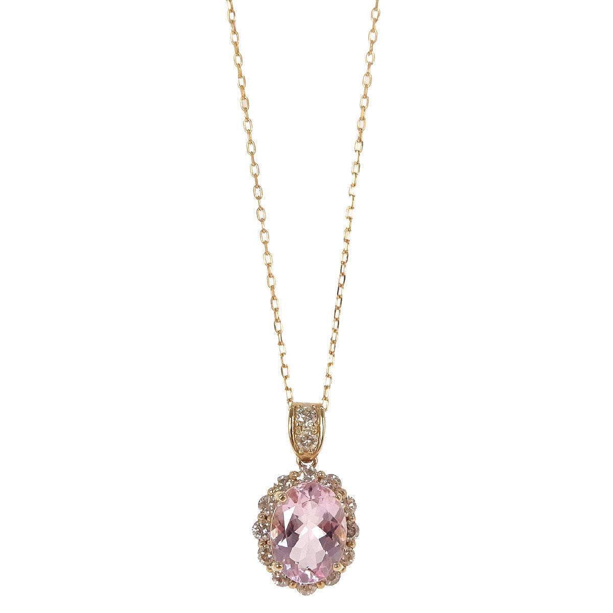Pendant Necklace Morganite 18K Diamond Gold