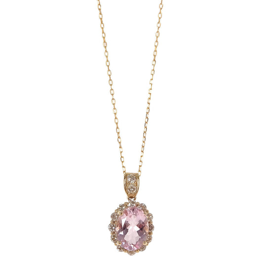 Pendant Necklace Morganite 18K Diamond Gold