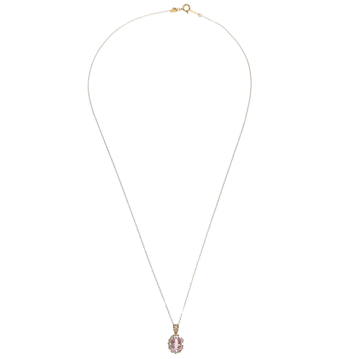 Pendant Necklace Morganite 18K Diamond Gold