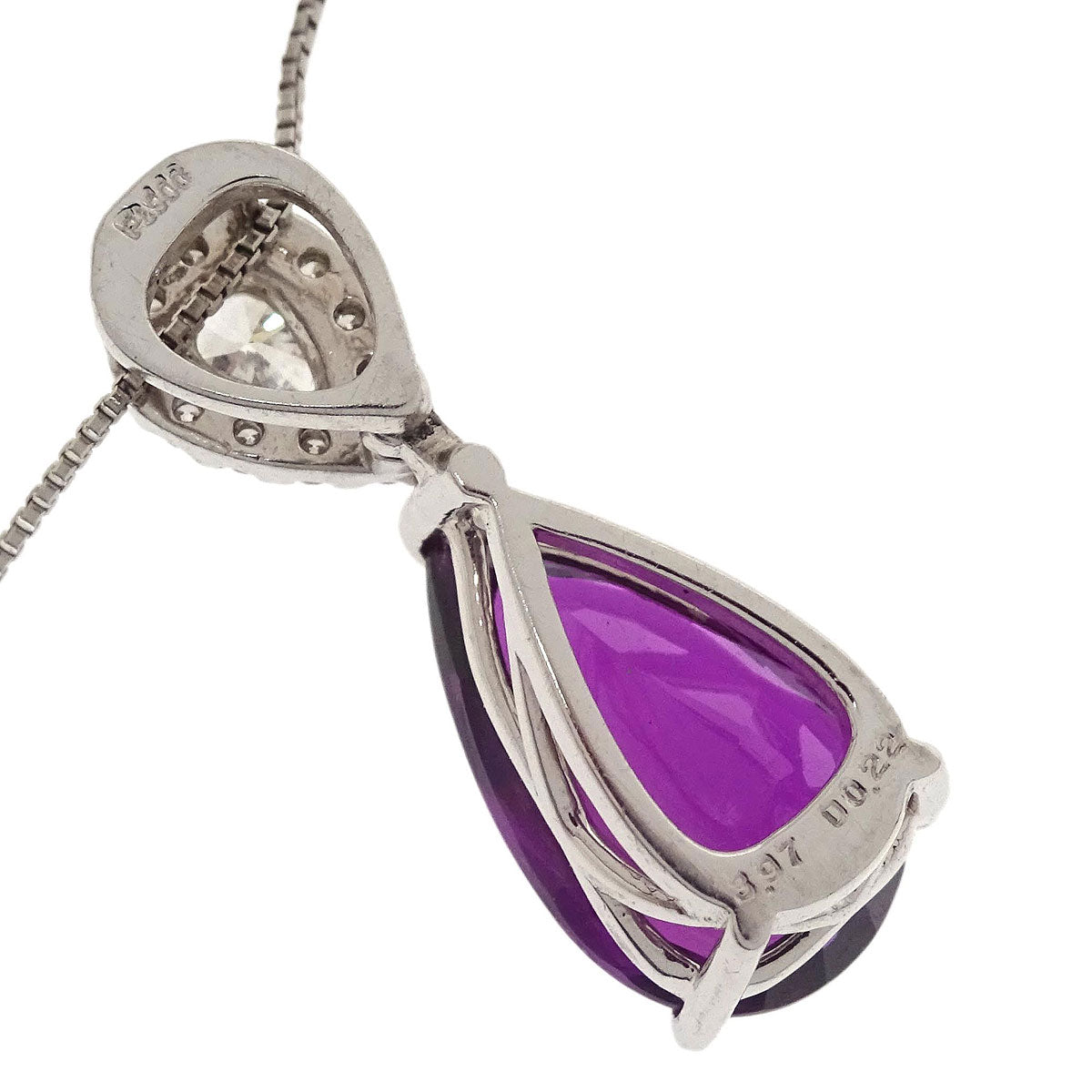 Pendant Necklace Pt900 Pt850 Color Stone Diamond Silver