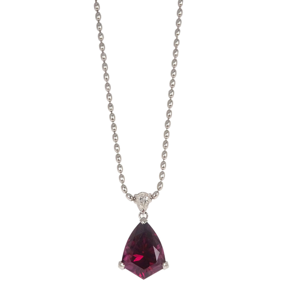 Pendant Necklace Pt900 Pt750 Ruby Diamond Silver