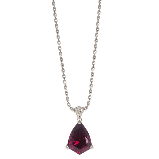 Pendant Necklace Pt900 Pt750 Ruby Diamond Silver