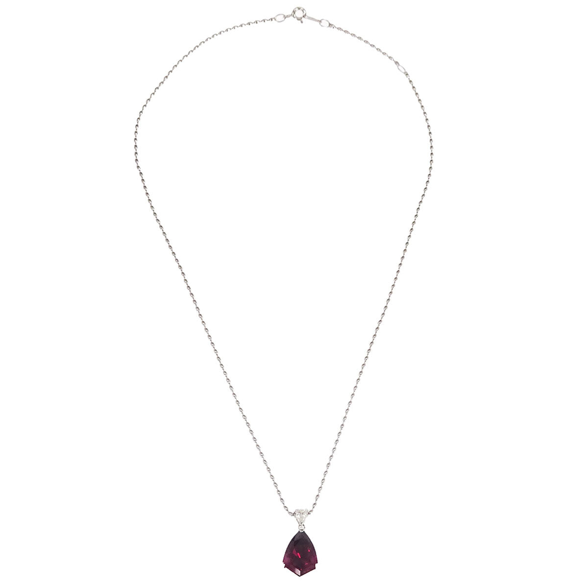 Pendant Necklace Pt900 Pt750 Ruby Diamond Silver