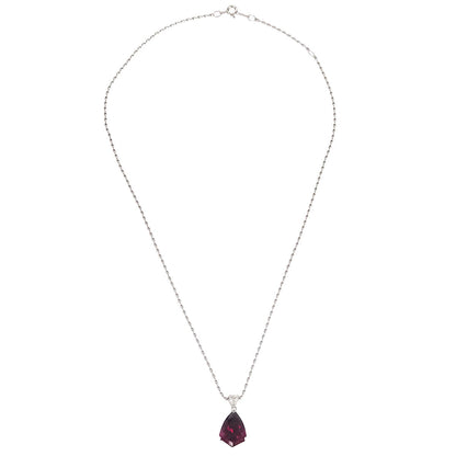 Pendant Necklace Pt900 Pt750 Ruby Diamond Silver