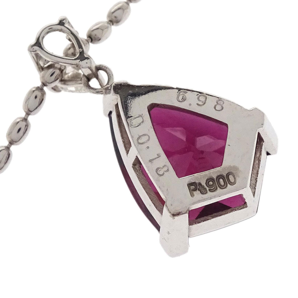 Pendant Necklace Pt900 Pt750 Ruby Diamond Silver