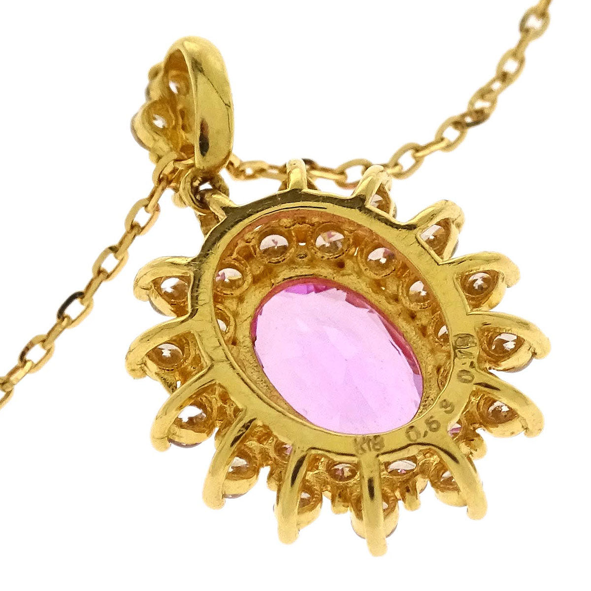 Pendant Necklace 18K Pink Sapphire Diamond Gold