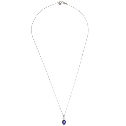 Pendant Necklace 18KWG Sapphire Diamond Silver