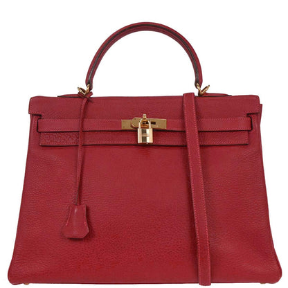 Hermes Rouge Garance Ardennes Kelly 35 Retourne 2way Handbag