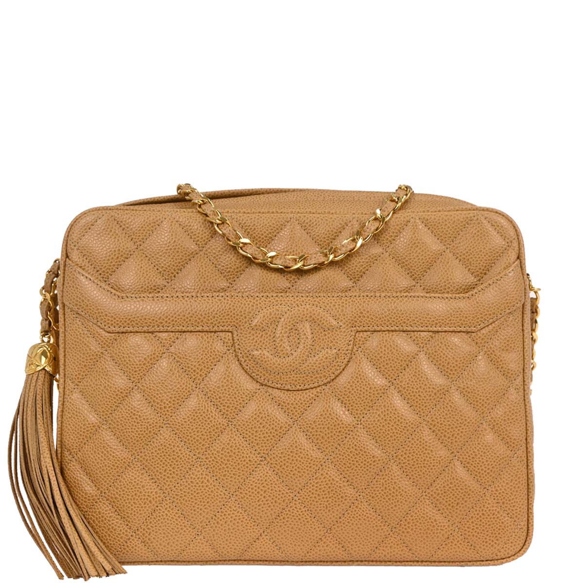 Chanel Beige Caviar Camera Bag Large