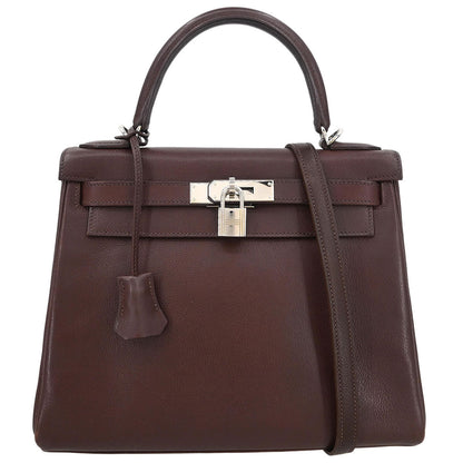 Hermes Havane Veau Evergrain Kelly 28 Retourne 2way Shoulder Handbag