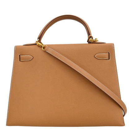 Hermes Natural Courchevel Kelly 32 Sellier 2way Shoulder Handbag