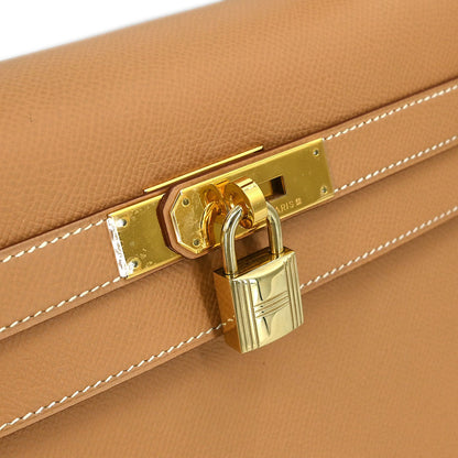 Hermes Natural Courchevel Kelly 32 Sellier 2way Shoulder Handbag