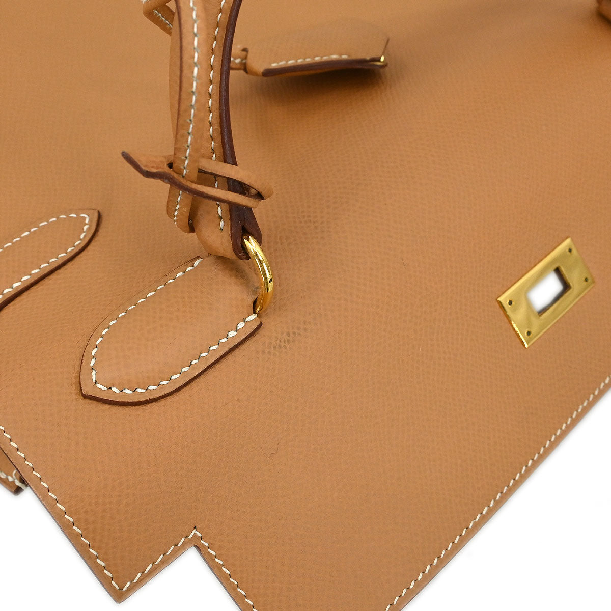 Hermes Natural Courchevel Kelly 32 Sellier 2way Shoulder Handbag