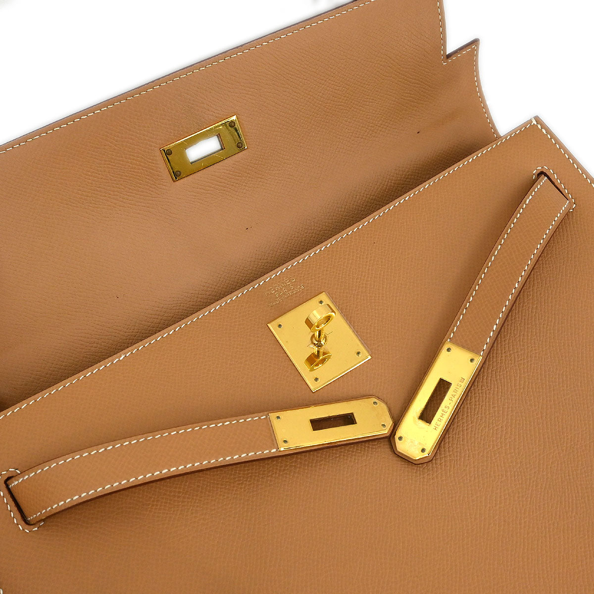 Hermes Natural Courchevel Kelly 32 Sellier 2way Shoulder Handbag