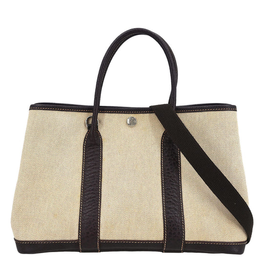 Hermes Beige Toile H Buffalo Garden Party 30 TPM Tote Bag