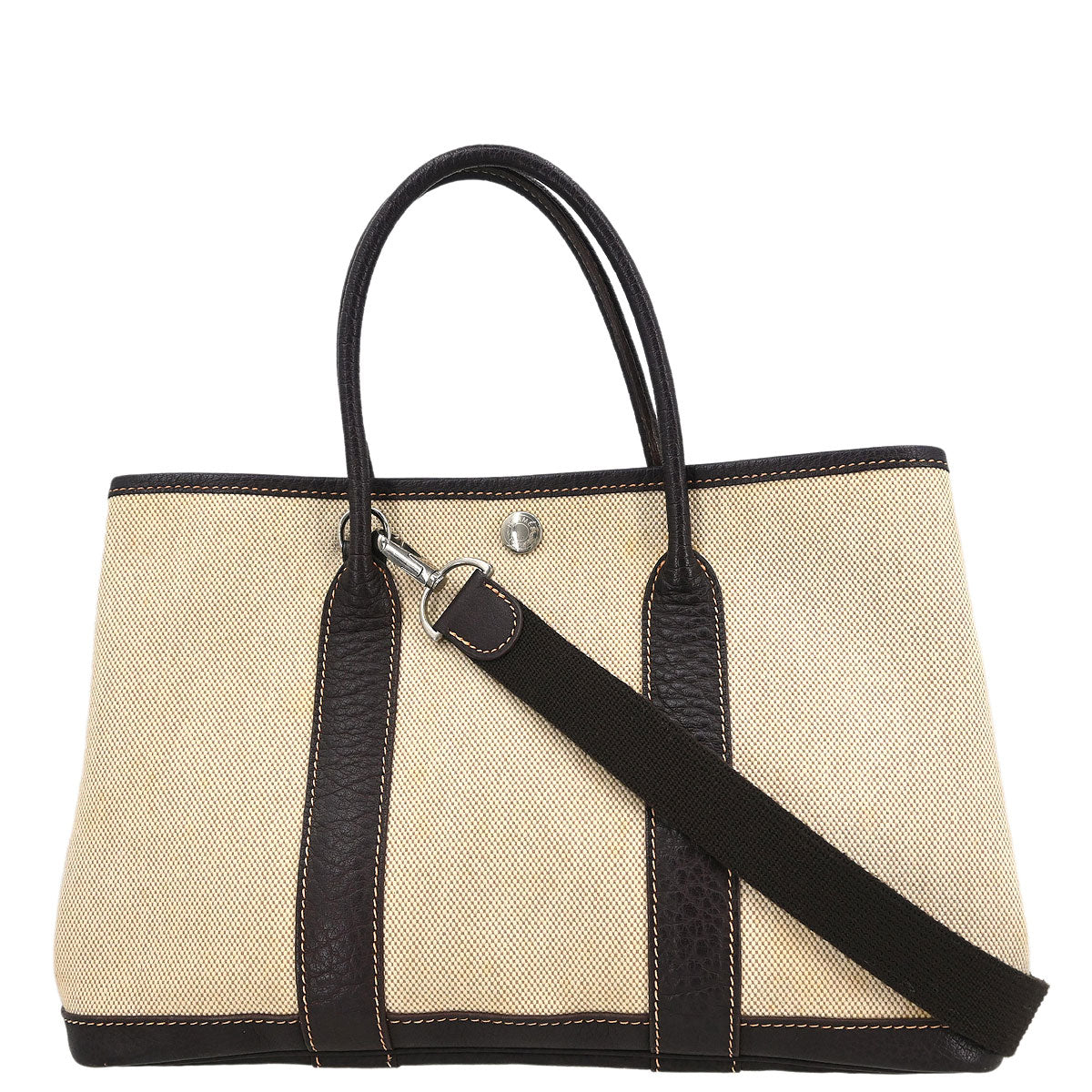 Hermes Beige Toile H Buffalo Garden Party 30 TPM Tote Bag