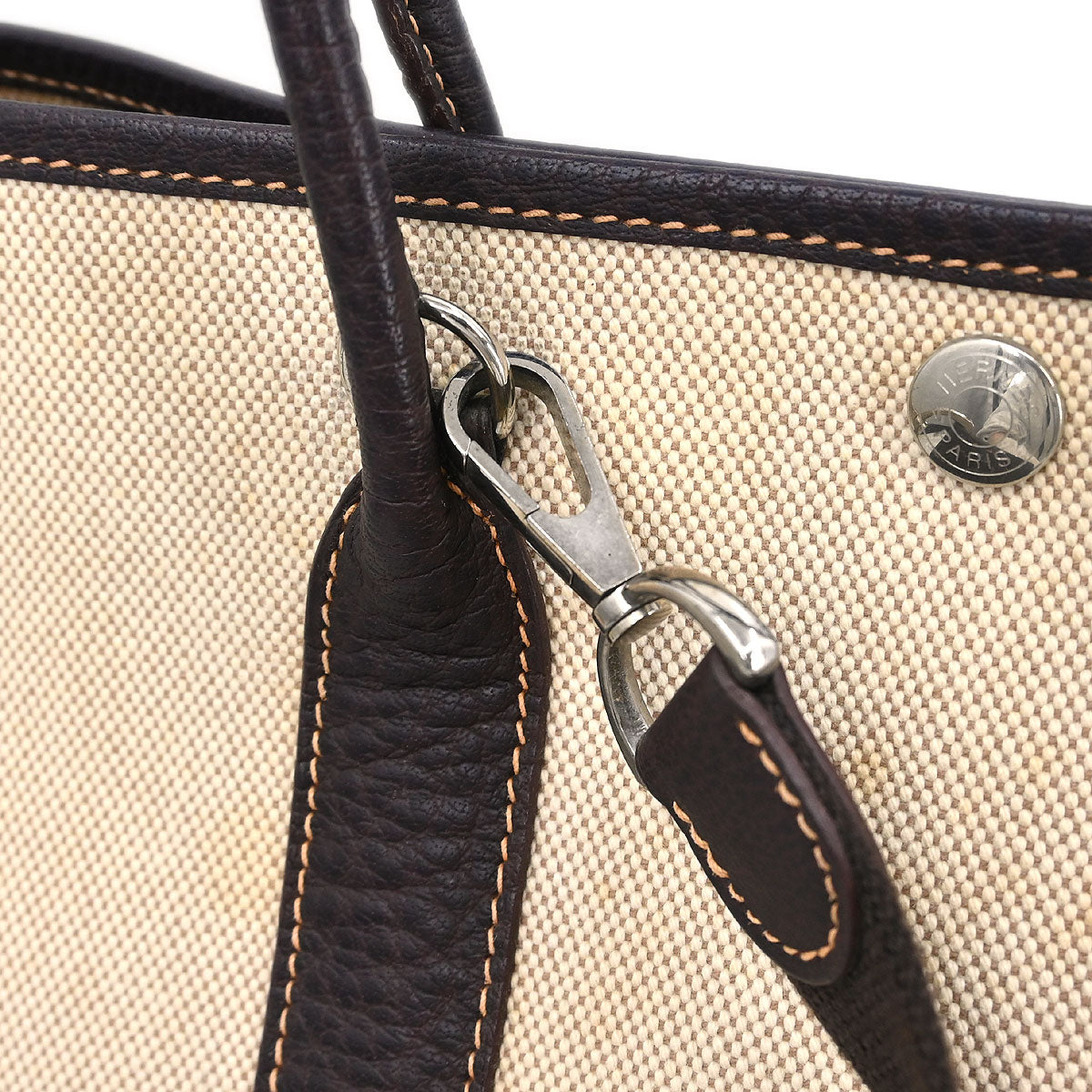 Hermes Beige Toile H Buffalo Garden Party 30 TPM Tote Bag