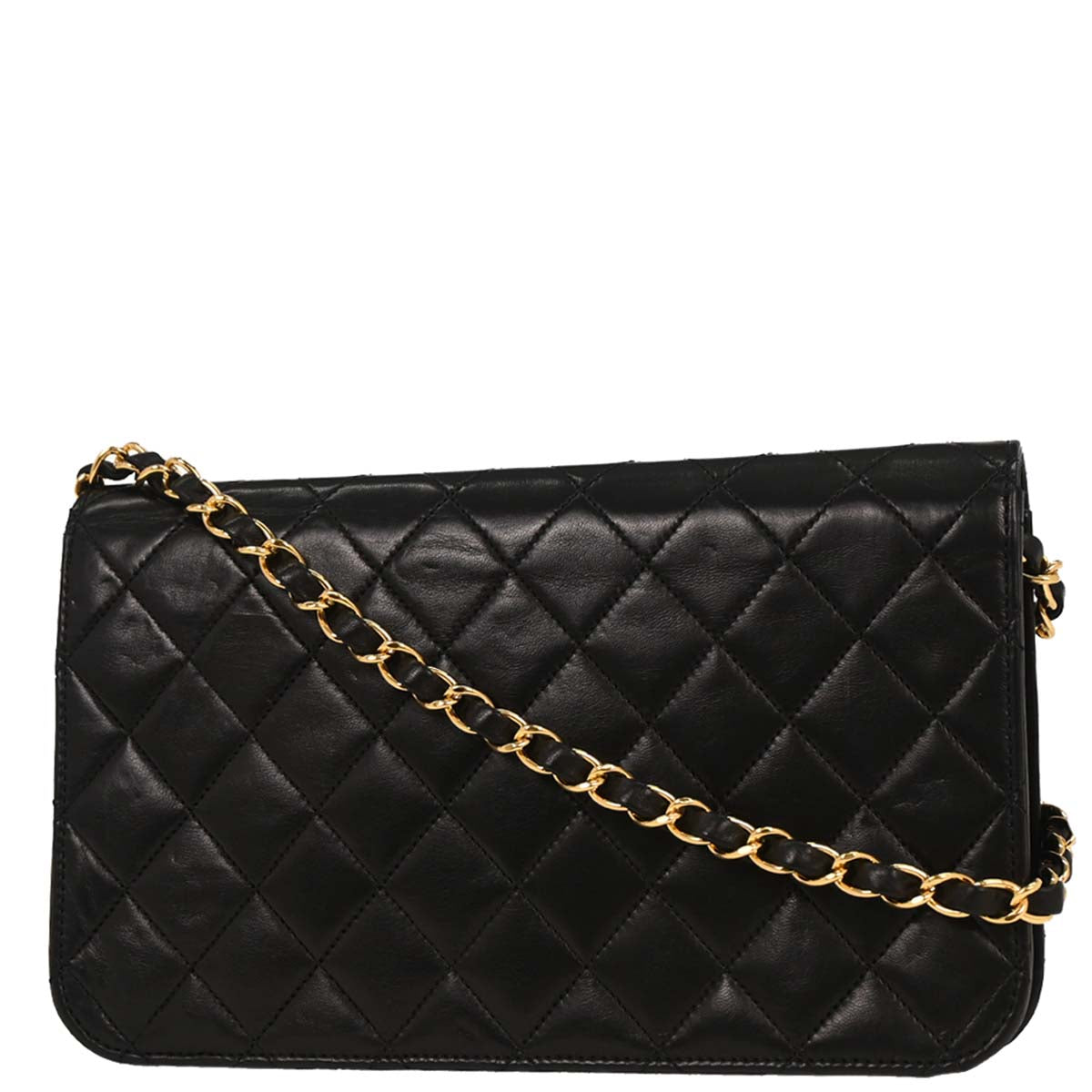 Chanel Black Lambskin Turnlock Small Full Flap Shoulder Bag