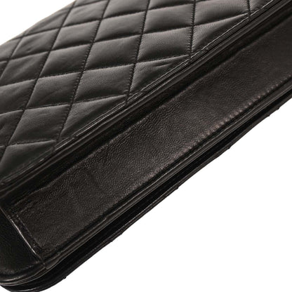 Chanel Black Lambskin Turnlock Small Full Flap Shoulder Bag