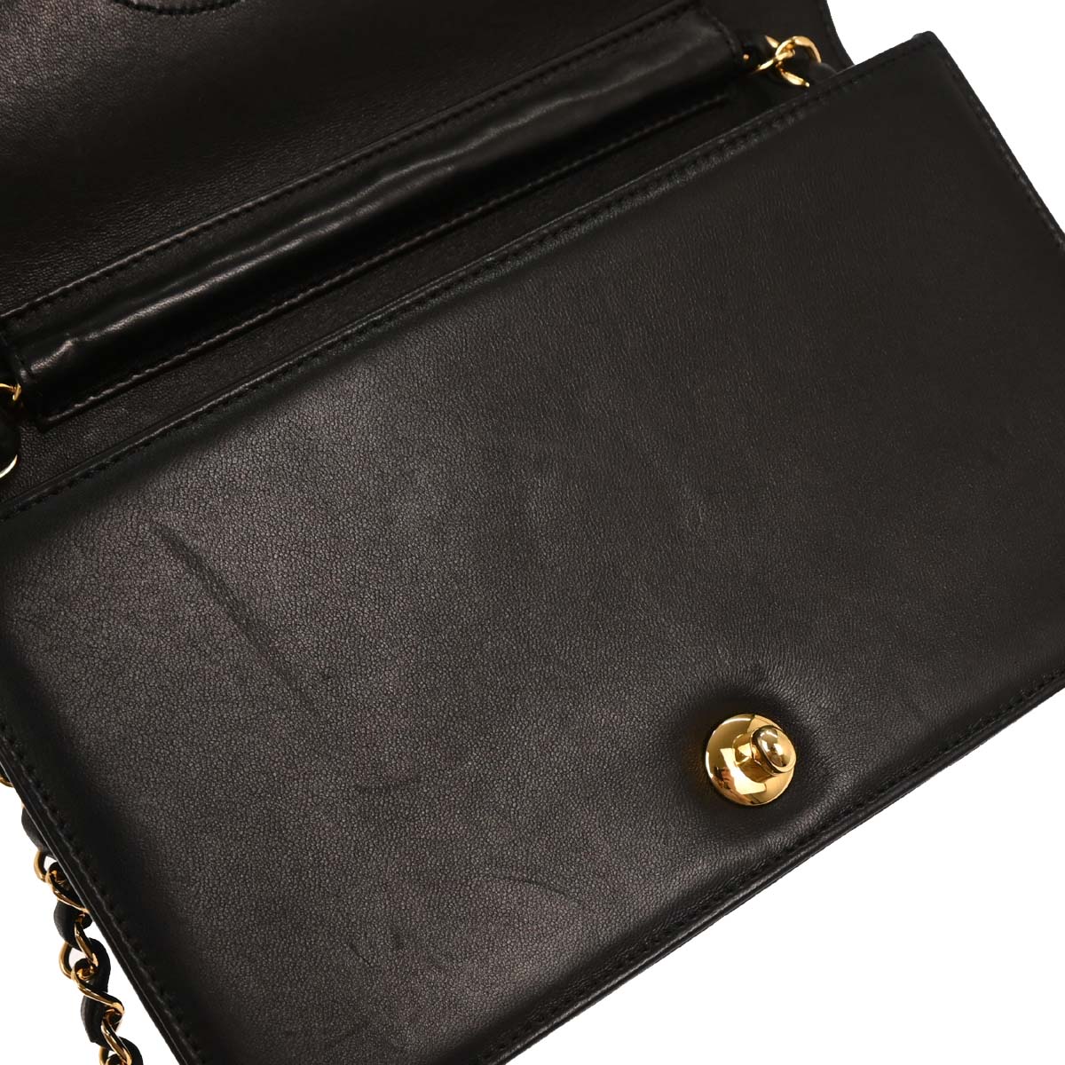 Chanel Black Lambskin Turnlock Small Full Flap Shoulder Bag