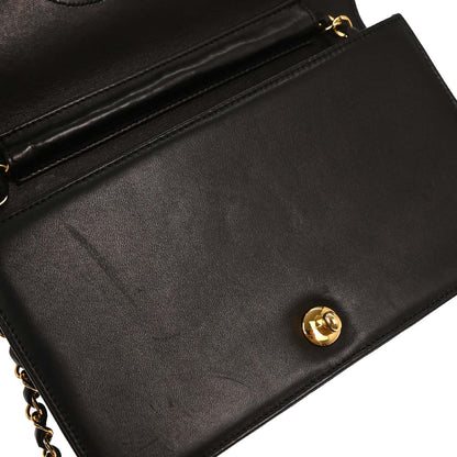 Chanel Black Lambskin Turnlock Small Full Flap Shoulder Bag