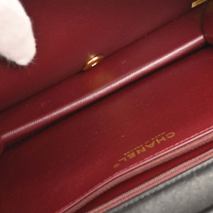 Chanel Black Lambskin Turnlock Small Full Flap Shoulder Bag