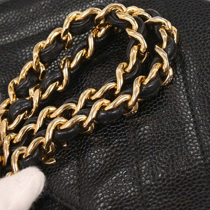 Chanel Black Caviar Chevron Handbag