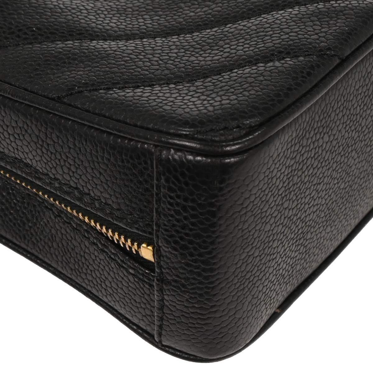 Chanel Black Caviar Chevron Handbag