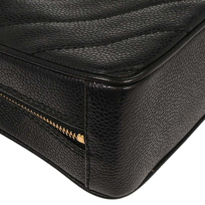 Chanel Black Caviar Chevron Handbag