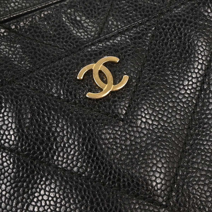 Chanel Black Caviar Chevron Handbag