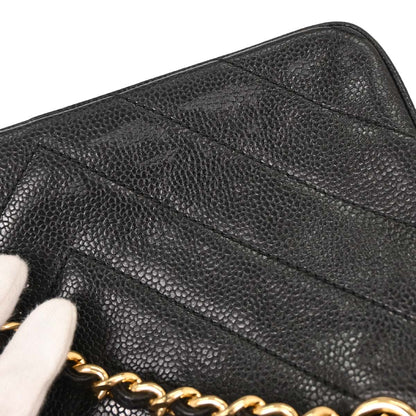Chanel Black Caviar Chevron Handbag