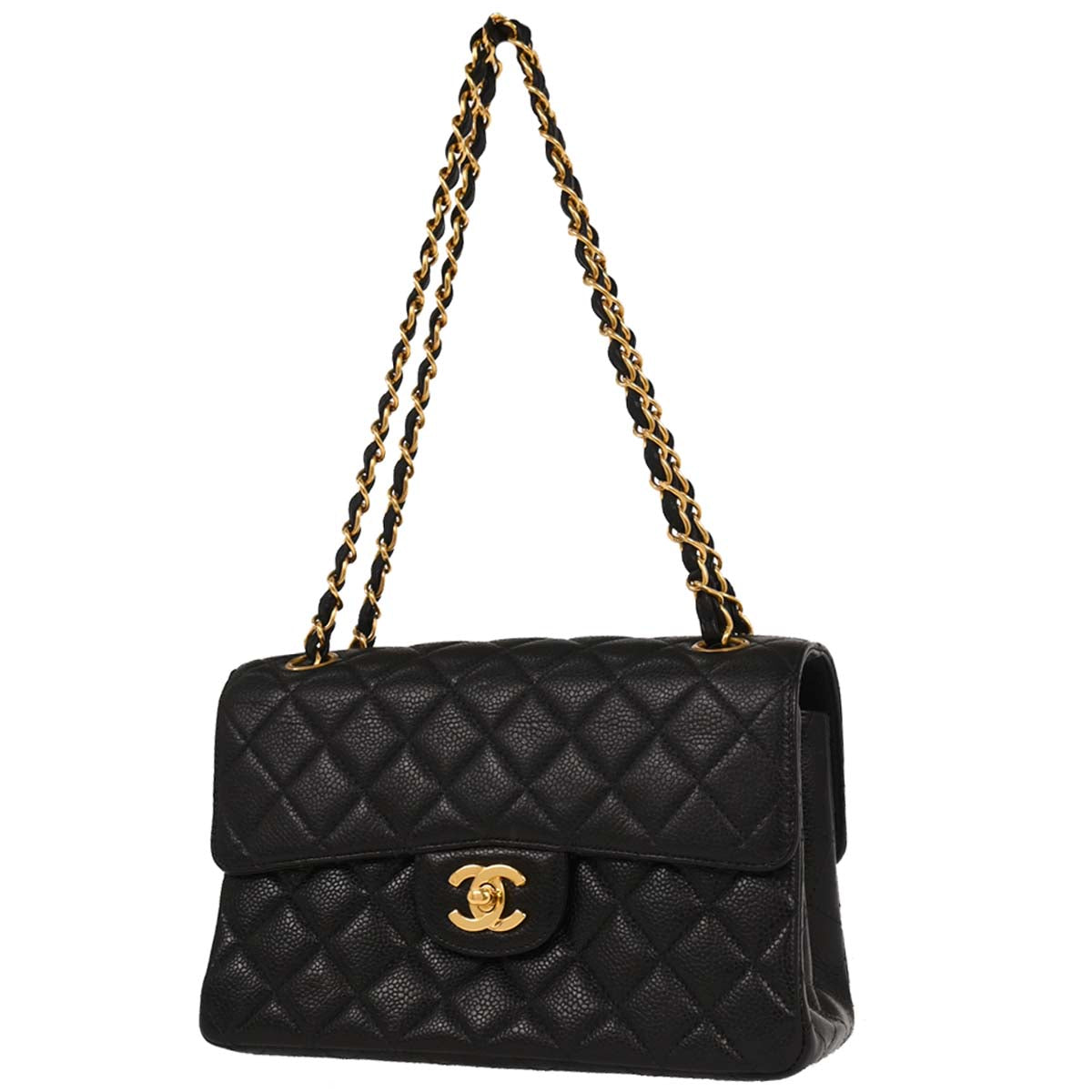 Chanel Black Caviar Double Sided Flap Handbag