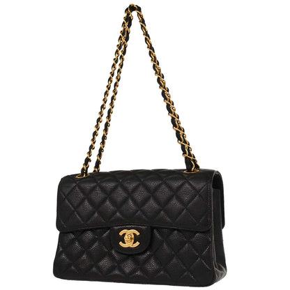 Chanel Black Caviar Double Sided Flap Handbag