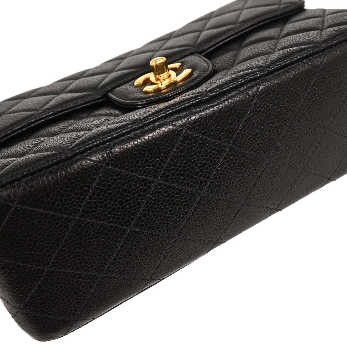 Chanel Black Caviar Double Sided Flap Handbag
