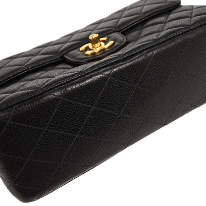 Chanel Black Caviar Double Sided Flap Handbag