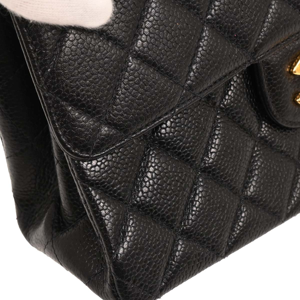 Chanel Black Caviar Double Sided Flap Handbag