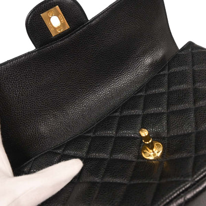 Chanel Black Caviar Double Sided Flap Handbag