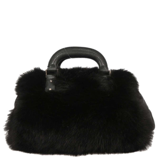 Chanel * 2005-2006 Black Lapin Fur Caviar Handbag