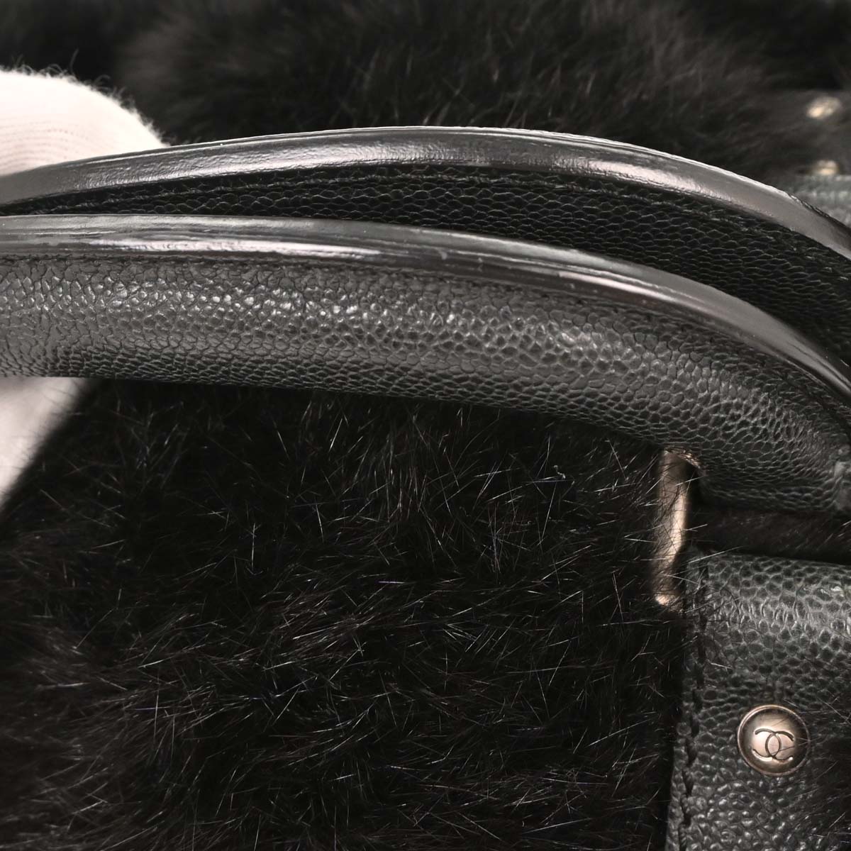 Chanel * 2005-2006 Black Lapin Fur Caviar Handbag