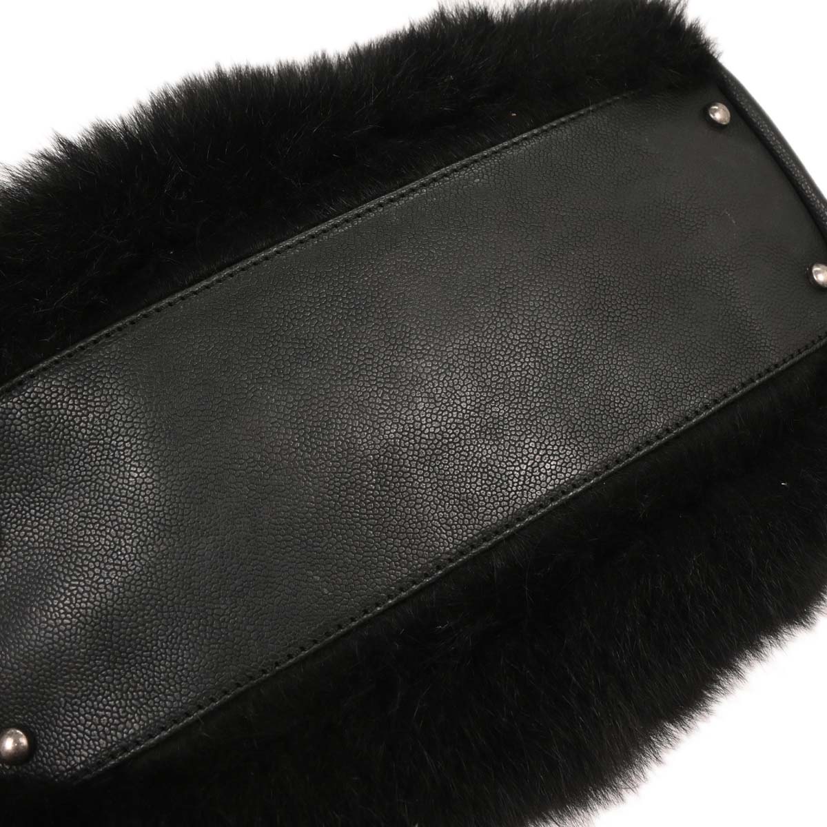 Chanel * 2005-2006 Black Lapin Fur Caviar Handbag