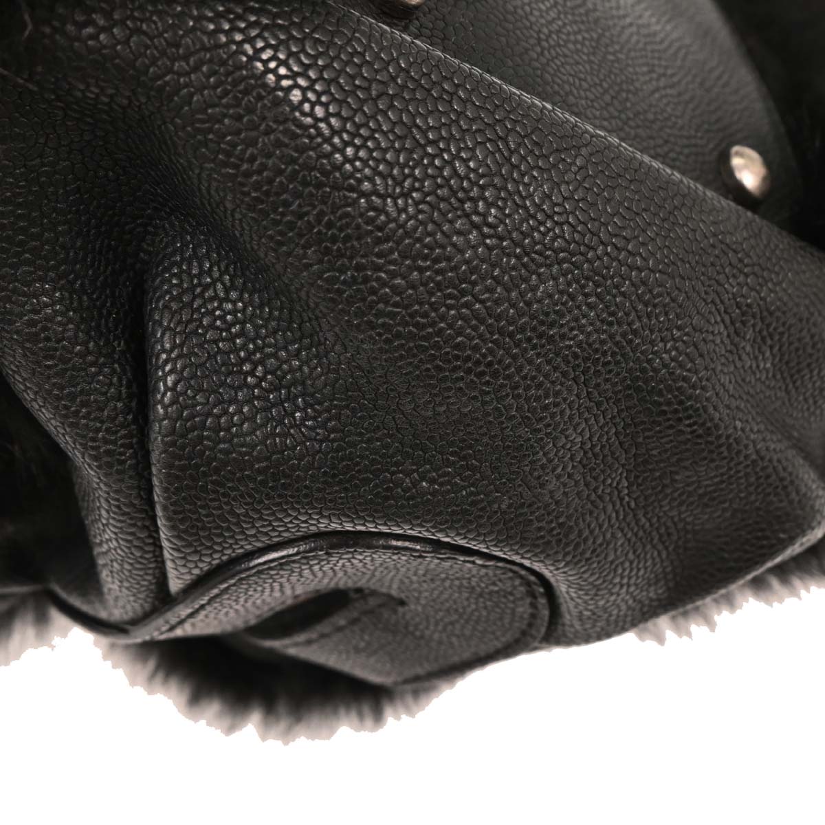Chanel * 2005-2006 Black Lapin Fur Caviar Handbag