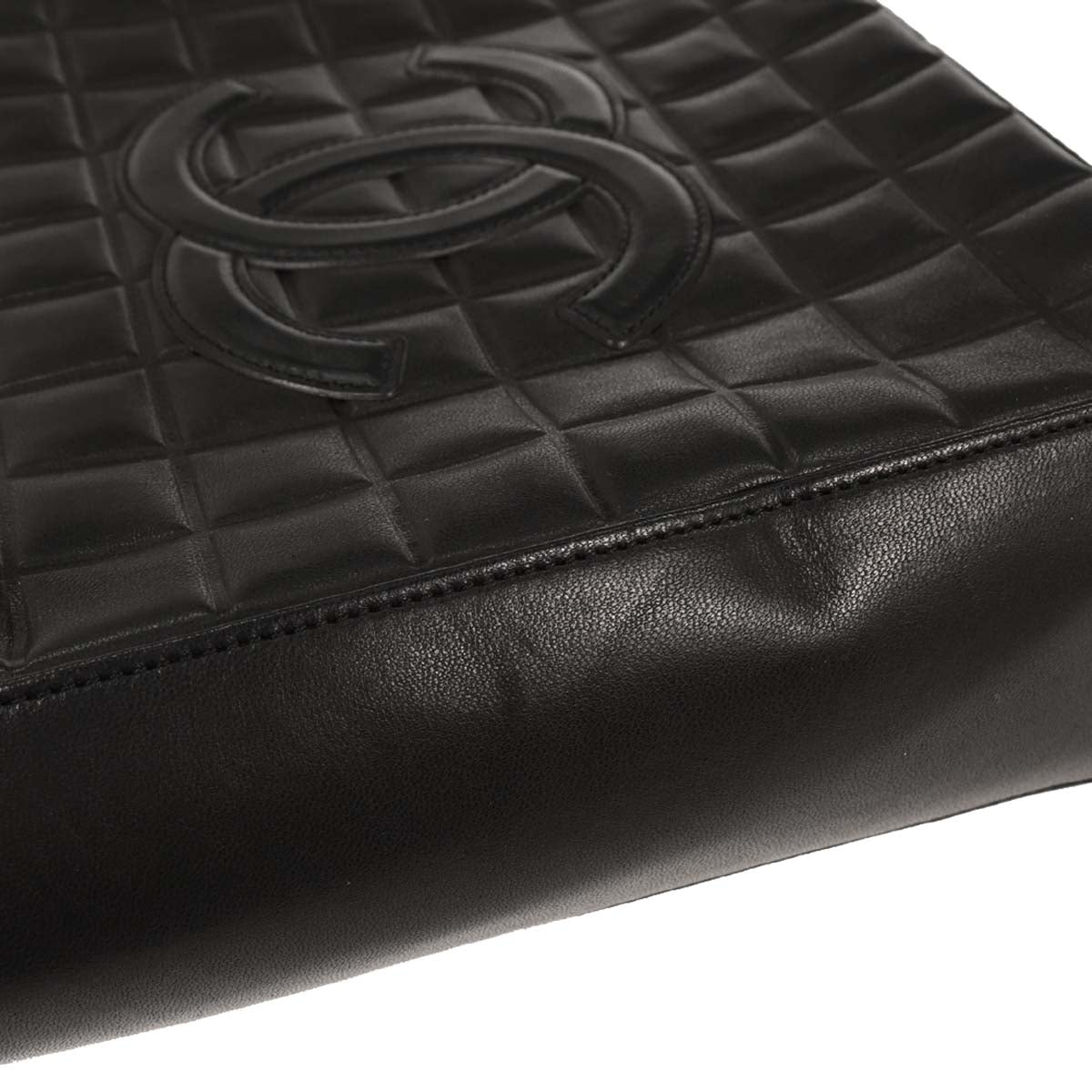 Chanel Black Lambskin Choco Bar Tote Shoulder Bag