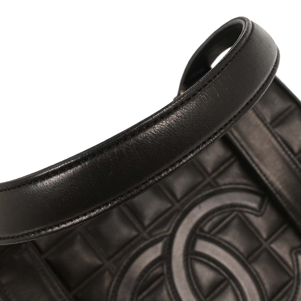 Chanel Black Lambskin Choco Bar Tote Shoulder Bag