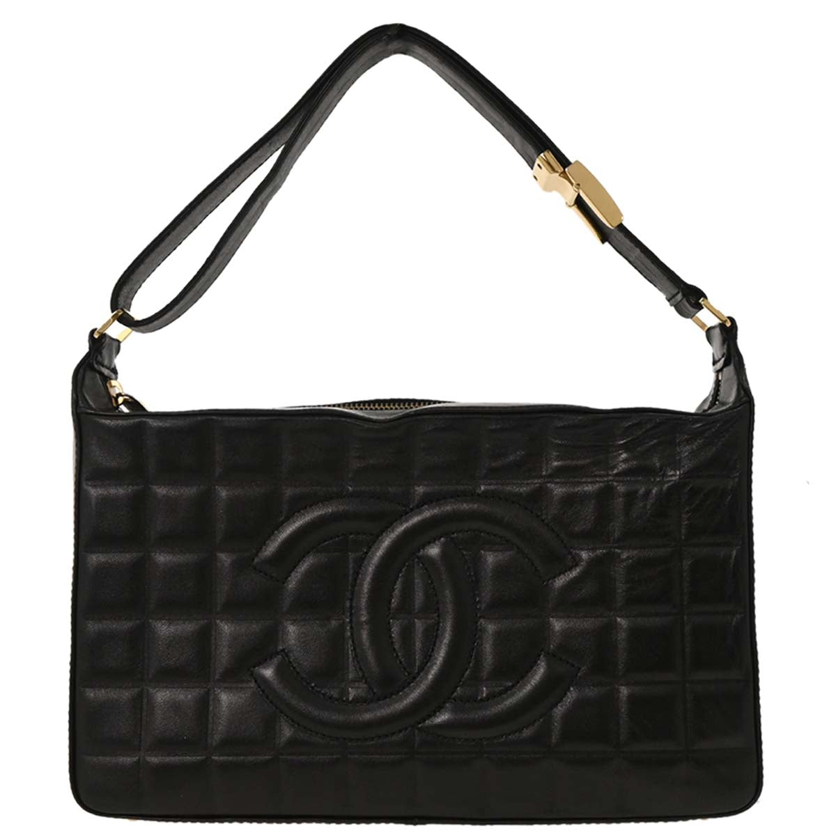 Chanel Black Lambskin Choco Bar Shoulder Bag