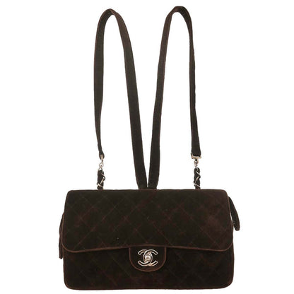 Chanel Brown Velvet Chain Backpack